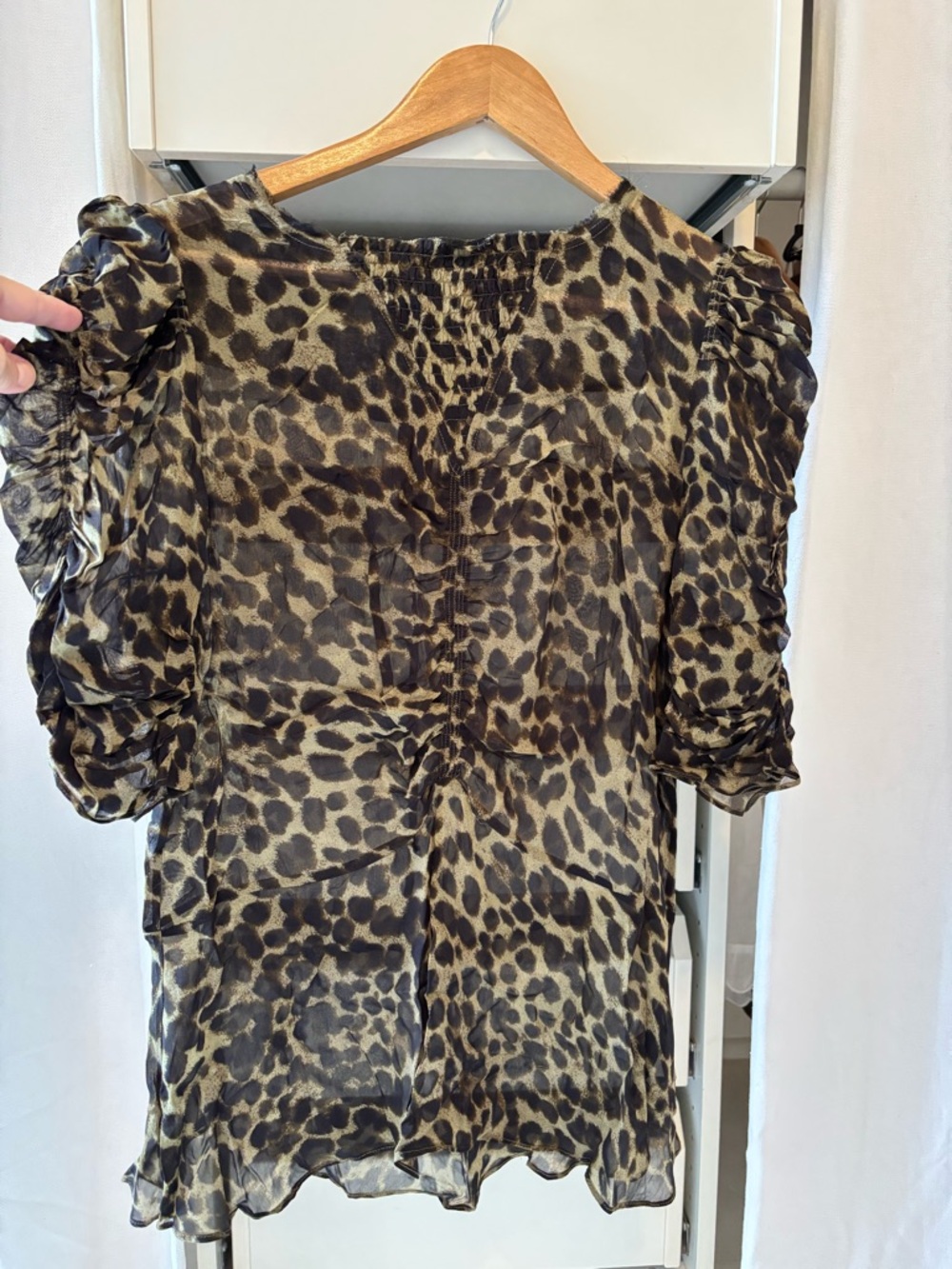Isabel Marant semi-Sheer Leopard Print Ruched Sleeve Women’s blouse